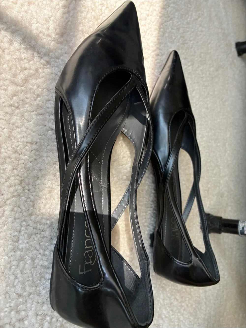 SARTO By Franco Sarto Black Pointed D'Orsay Cross-Strap Flats